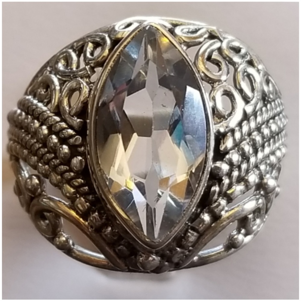 Genuine 3.6ct  White Topaz Solitaire Ring Size 7